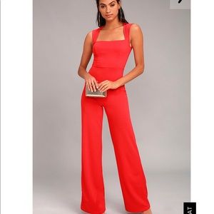 LULU'S Enticing Endeavors Red Jumpsuit, NWT, XS